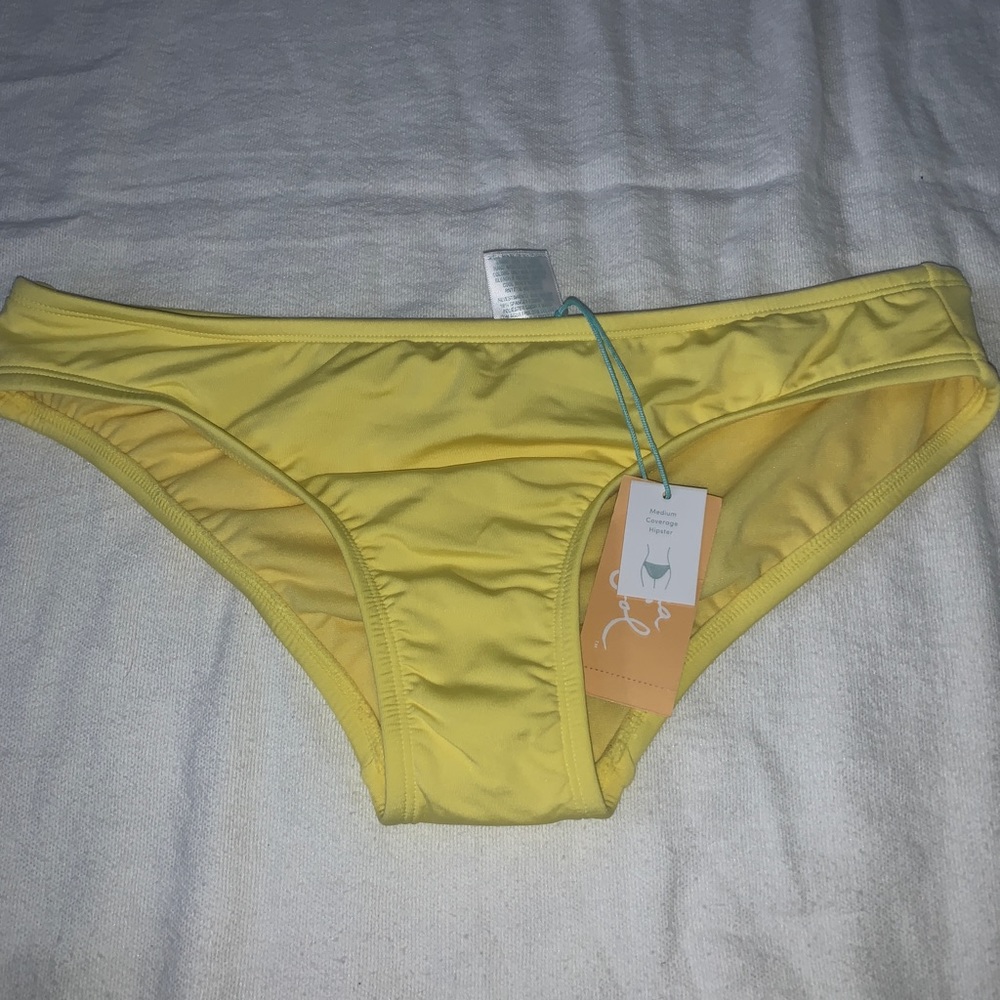 cute yellow medium coverage hipster bathing suit bottoms